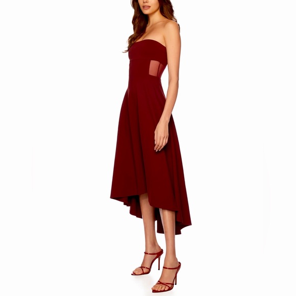 SUSANA MONACO MESH TUBE HIGH LOW DRESS OXBLOOD BURGUNDY SIZE MEDIUM NWT - Picture 1 of 7